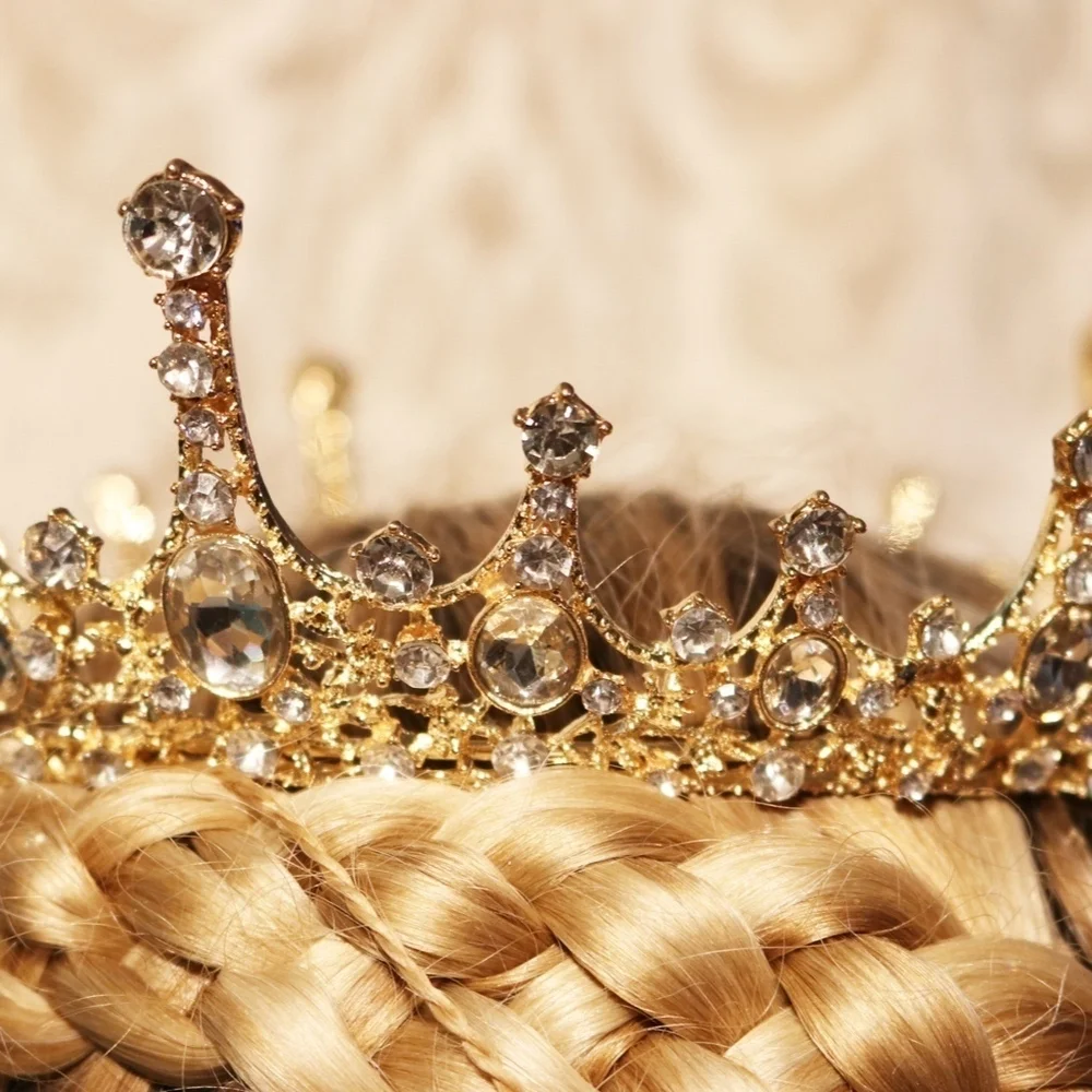 ⚜️ IMPERIAL BEJEWELED CLEAR CRYSTAL GOLD CROWN